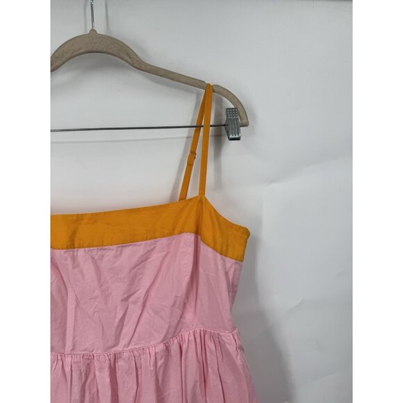 J. Crew Tiered Colorblock Midi Dress Women 12 Sherbet Pink Peach Peasant Prairie - Picture 12 of 13